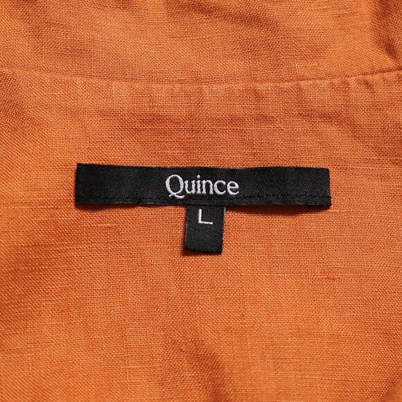 Quince Short Sleeve 100% Linen Button Down Short Sleeve Shirt Terraotta Size L - Picture 6 of 9